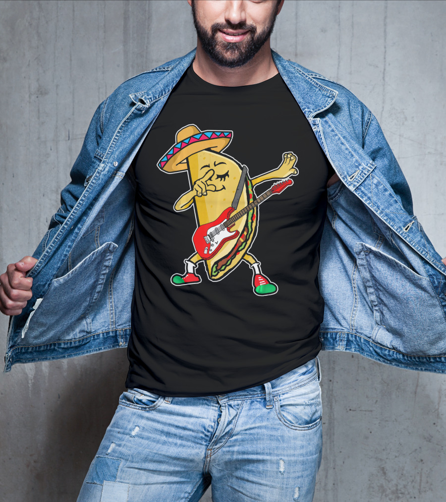 Dabbing Taco Sombrero Guitar Kids Mexican Fiesta T-Shirt