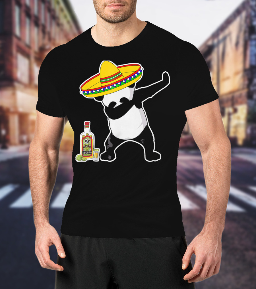 Cinco De Mayo Panda Dabbing With Sombrero And Tequila T-Shirt