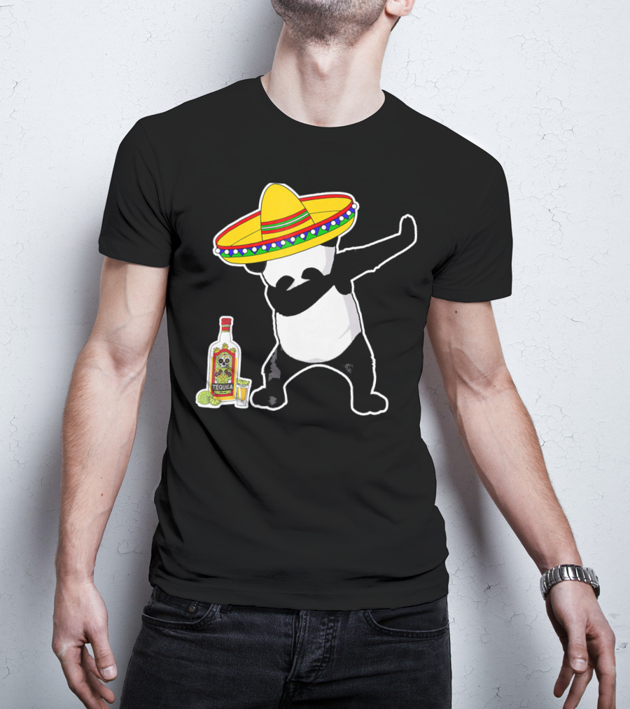 Cinco De Mayo Panda Dabbing With Sombrero And Tequila T-Shirt