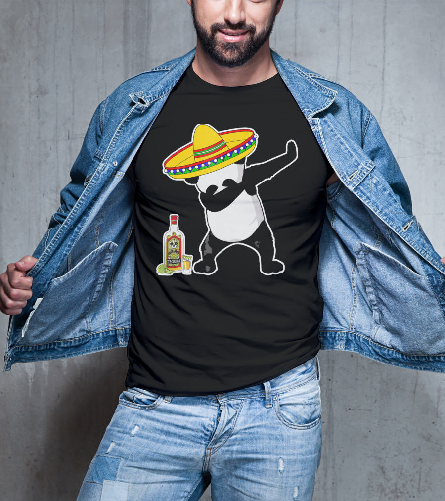 Cinco De Mayo Panda Dabbing With Sombrero And Tequila T-Shirt