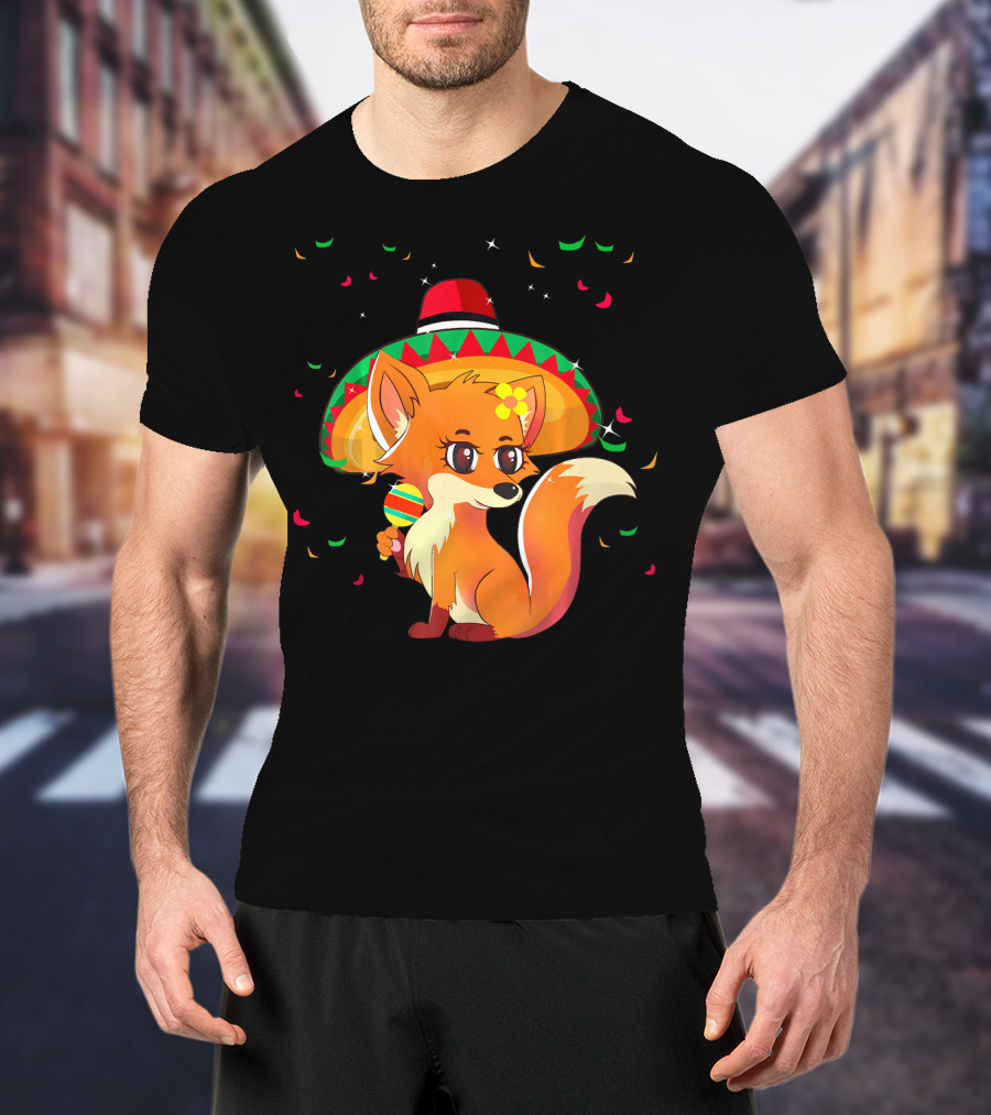 Cute Foxy Fox Sombrero Cinco De Mayo 5th Of May T-Shirt