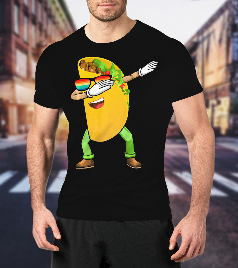 Dabbing Taco With Sunglasses Cinco De Mayo Fiesta Fun T-Shirt