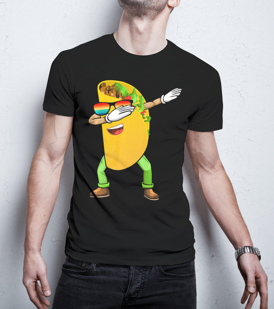 Dabbing Taco With Sunglasses Cinco De Mayo Fiesta Fun T-Shirt