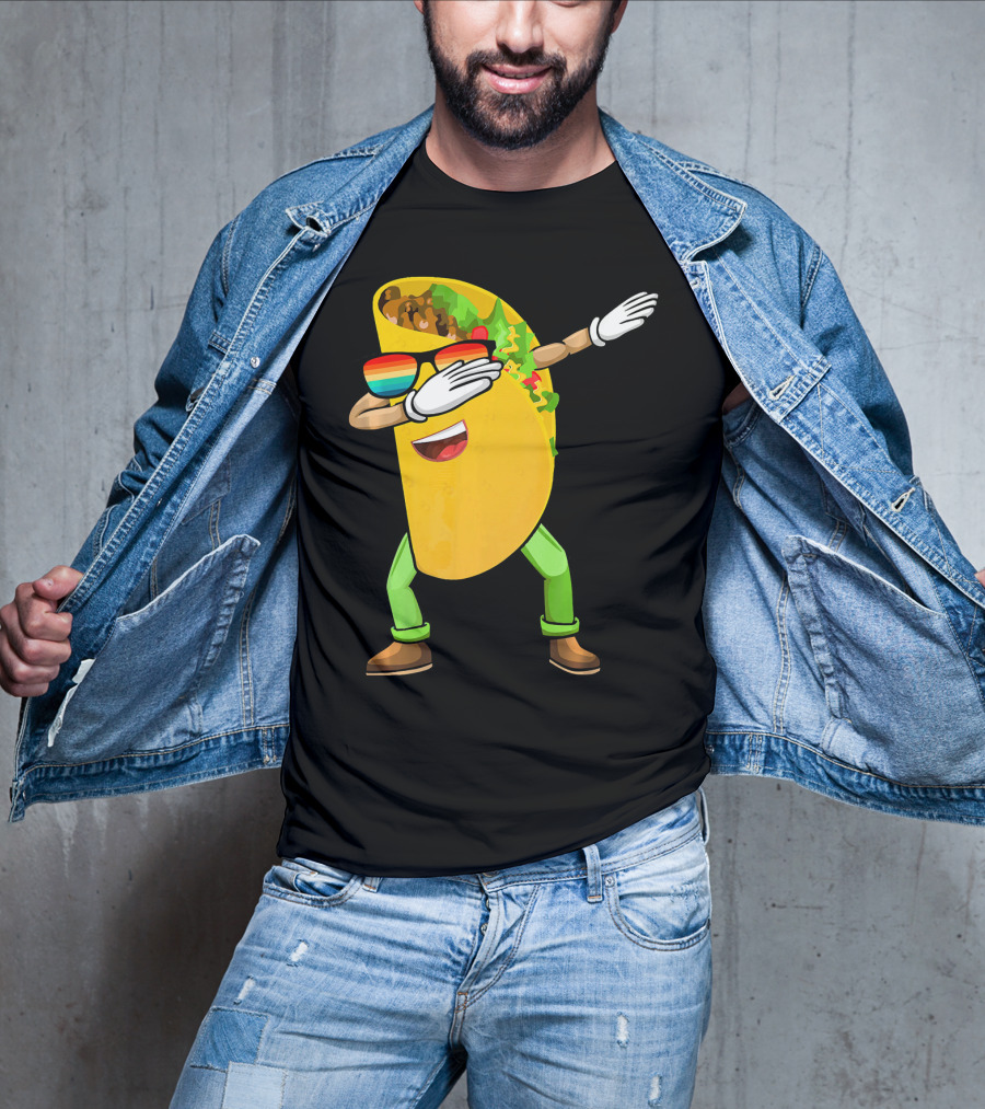 Dabbing Taco With Sunglasses Cinco De Mayo Fiesta Fun T-Shirt