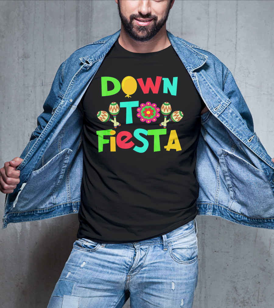 Down To Fiesta Cinco De Mayo Colorful Maracas Balloon Flower T-Shirt