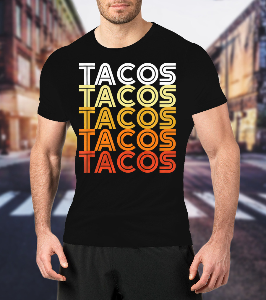Cool Retro Vintage Tacos Gradient T-Shirt