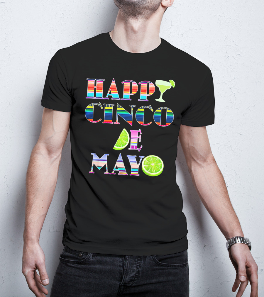 HAPPY CINCO DE MAYO Serape Stripes Margarita Lime T-Shirt