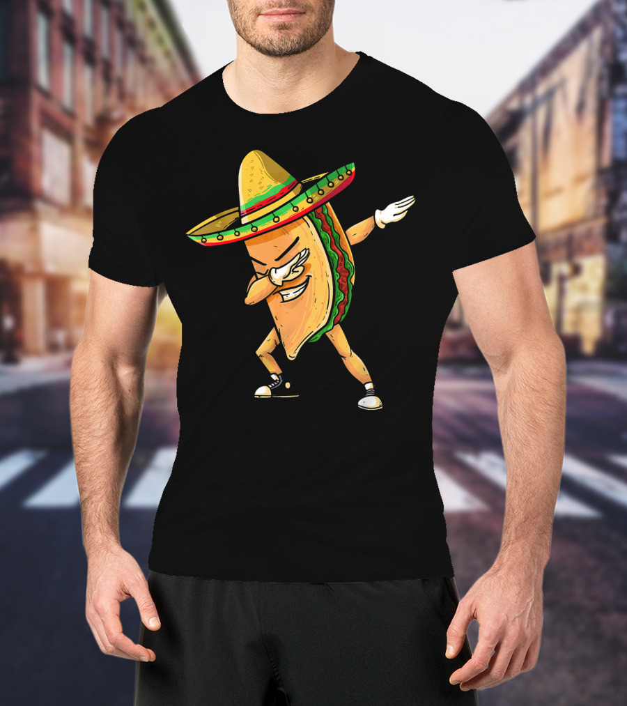 Funny Dabbing Taco Mexican Cinco De Mayo Sombrero Dance T-Shirt