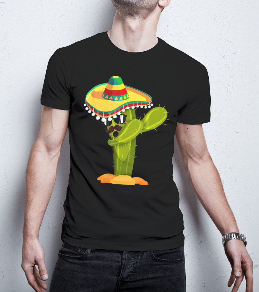 Cinco De Mayo Dabbing Cactus Sombrero Boy T-Shirt