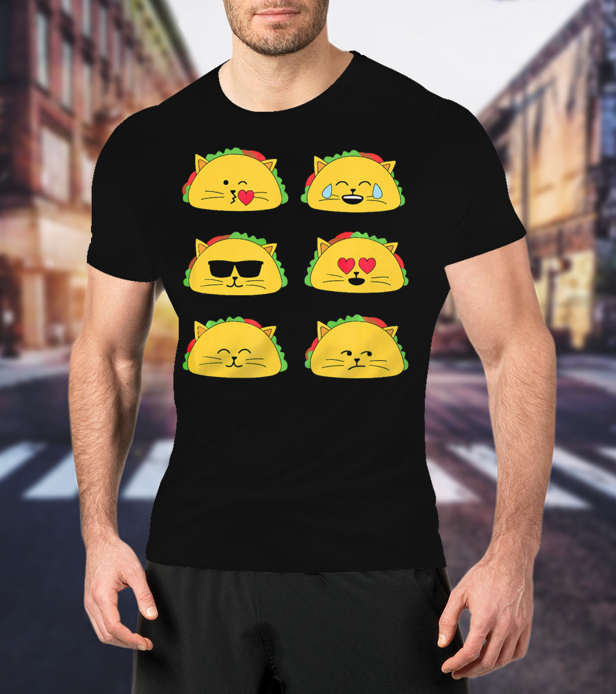 Taco Cat Emoji Faces Tacocat Lover T-Shirt