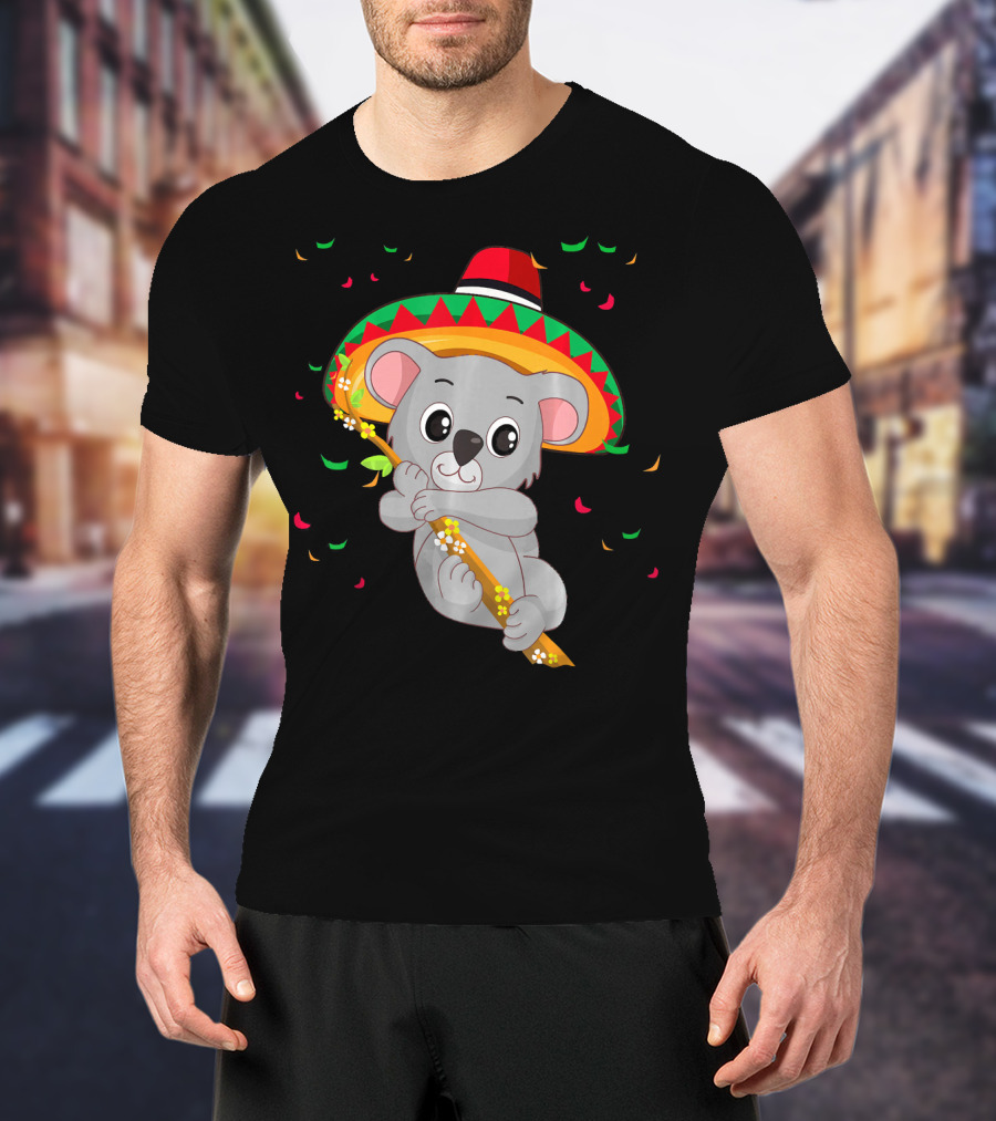 Cute Koala Bear With Sombrero Celebrating Cinco De Mayo 5th Of May T-Shirt
