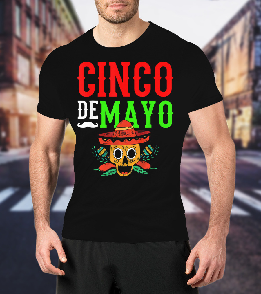 Cinco De Mayo Mariachi Skull Funny Mexic T-Shirt