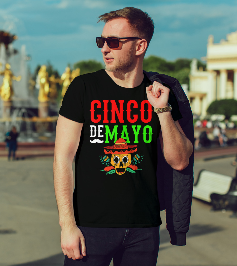 Cinco De Mayo Mariachi Skull Funny Mexic T-Shirt
