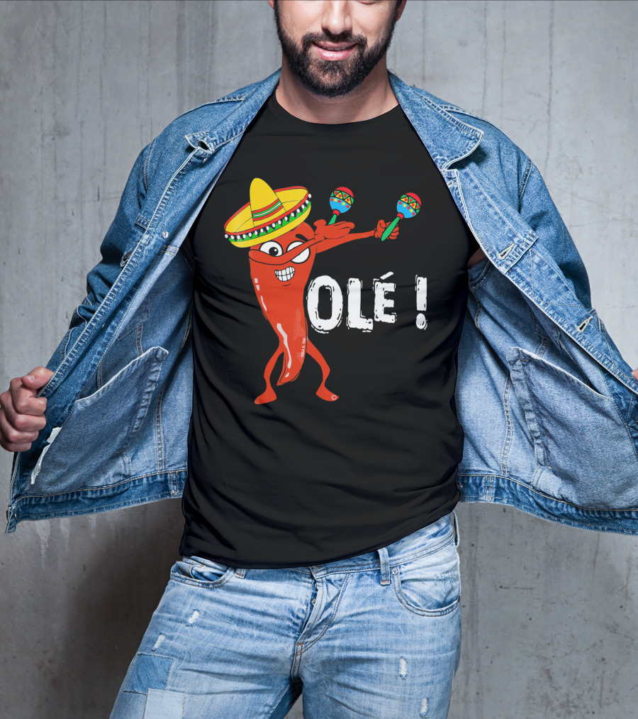 Olé Cinco De Mayo Dancing Chili With Sombrero And Maracas T-Shirt