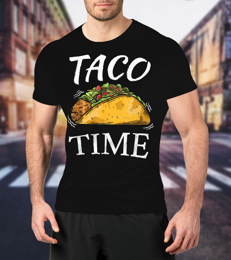 Taco Time Funny Cinco De Mayo Celebration With Taco Drawing T-Shirt