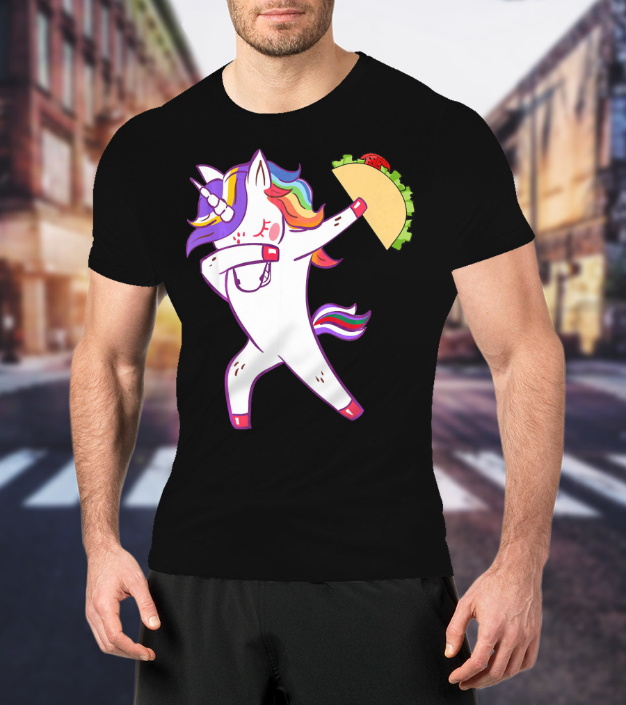 Unicorn Dabbing With Taco Cinco De Mayo T-Shirt