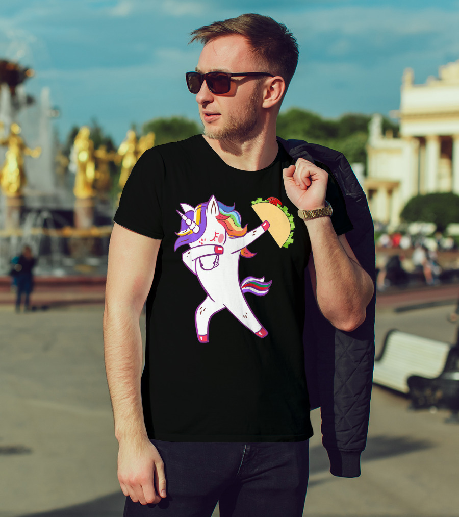 Unicorn Dabbing With Taco Cinco De Mayo T-Shirt