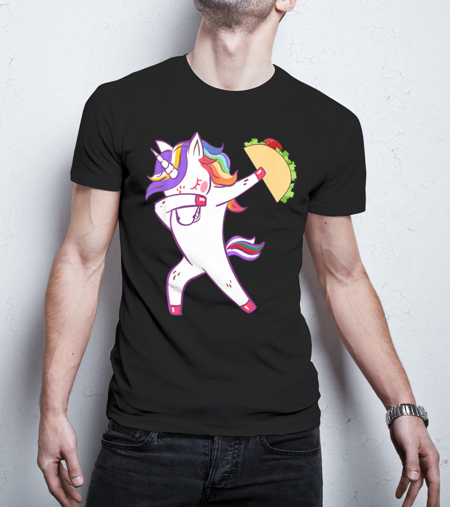 Unicorn Dabbing With Taco Cinco De Mayo T-Shirt