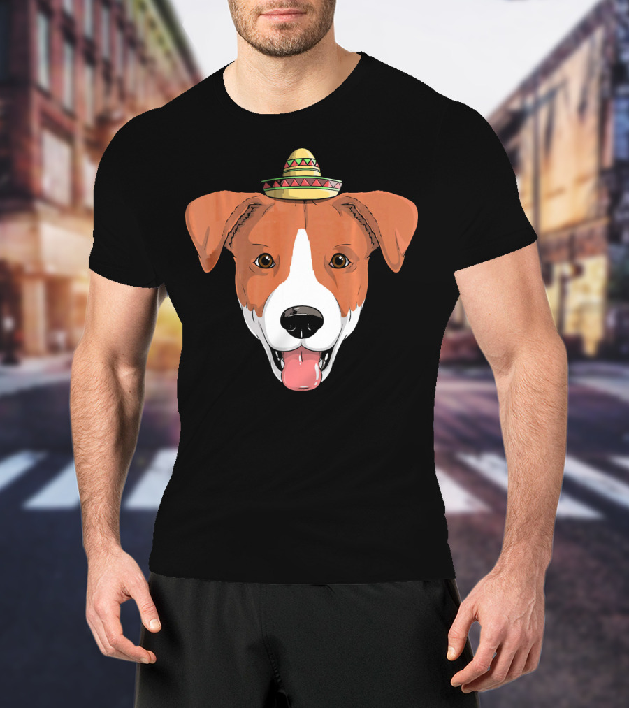 Jack Russell Dog Sombrero Fiesta Cinco De Mayo T-Shirt