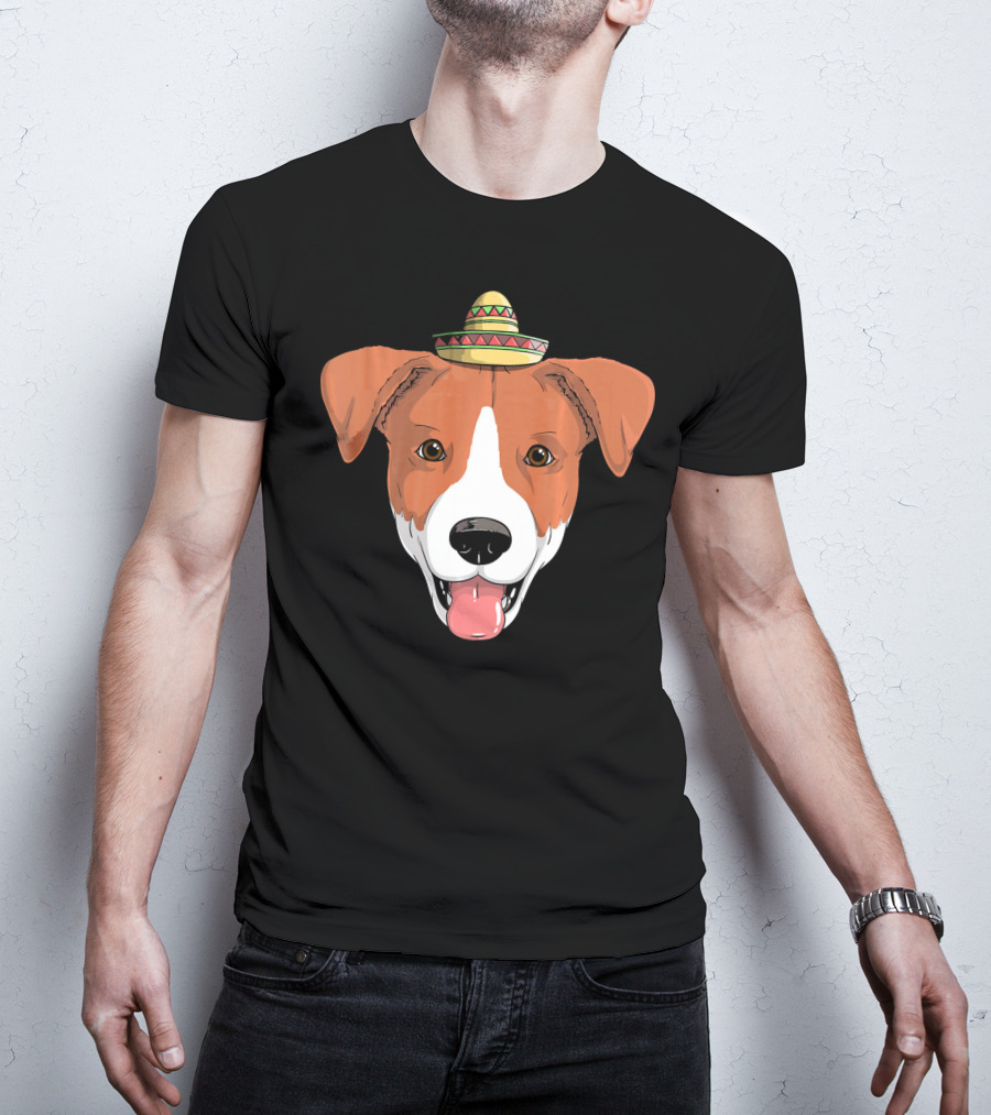 Jack Russell Dog Sombrero Fiesta Cinco De Mayo T-Shirt