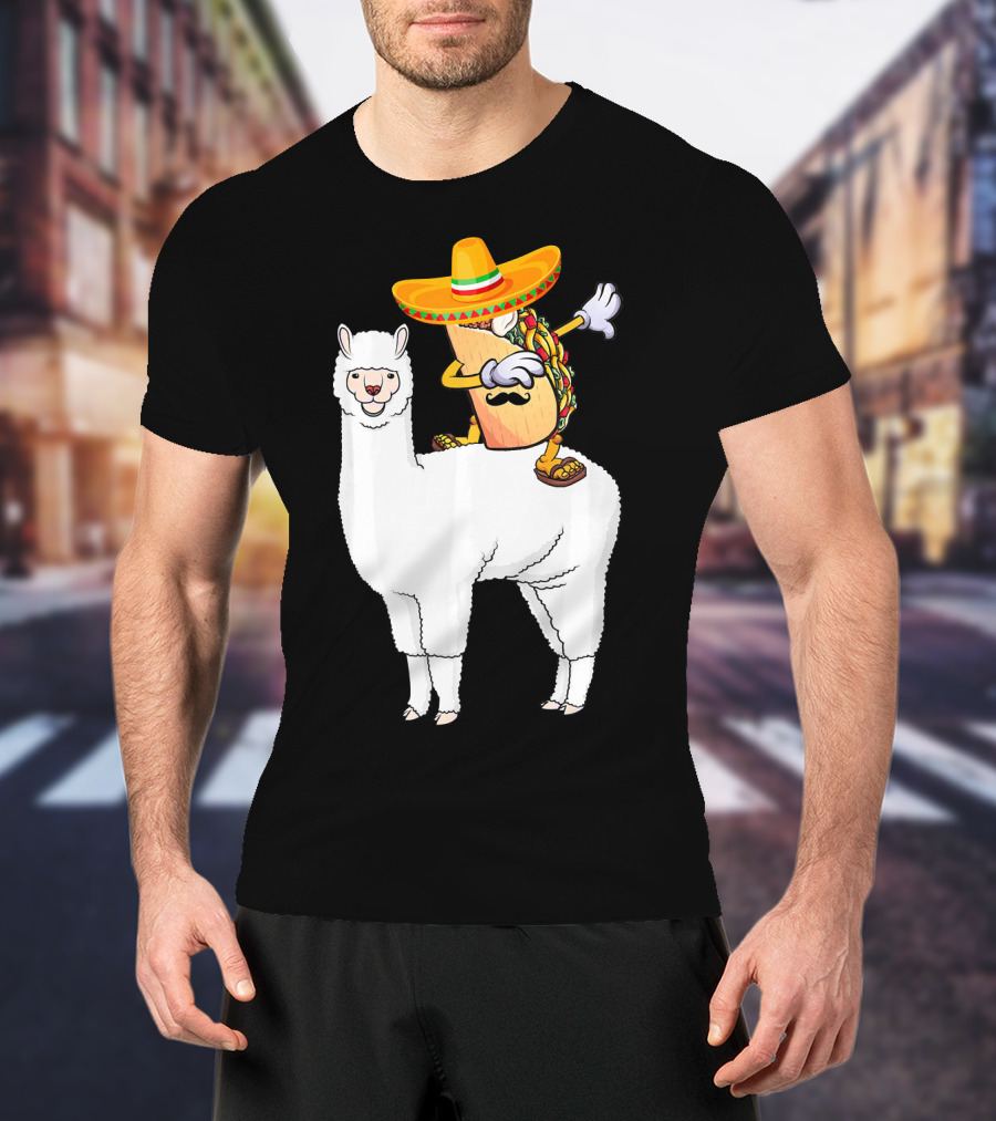 Dabbing Taco With Sombrero On Llama T-Shirt