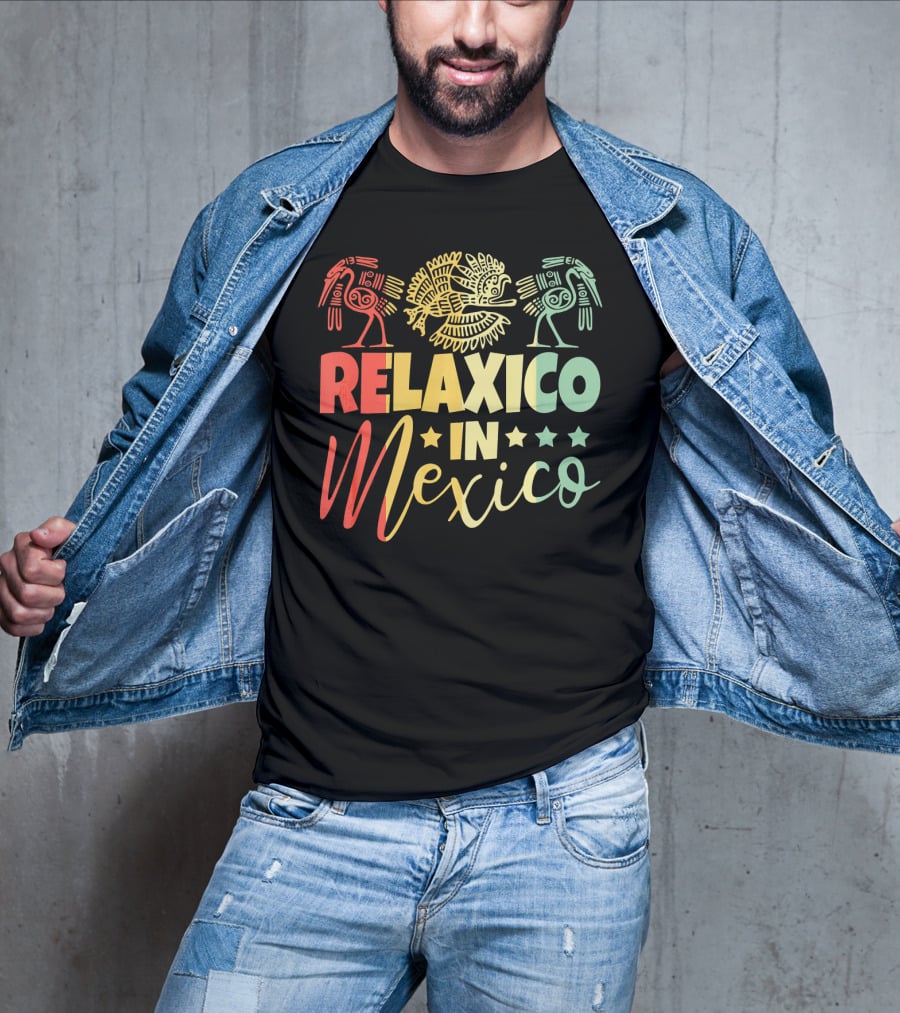 RELAXICO IN MEXICO Colorful Aztec-Inspired Celebration T-Shirt