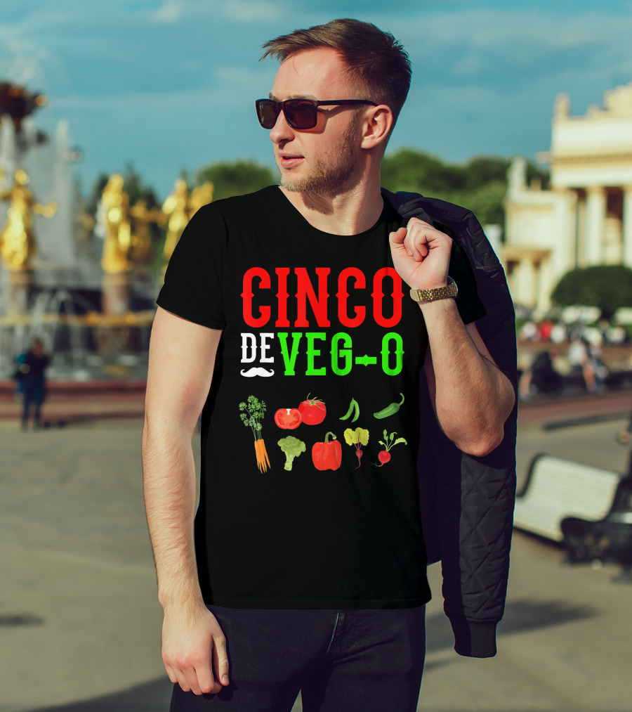 Cinco De Veg-O Vegetarian Vegetables Carrot Broccoli Tomato Pepper Radish T-Shirt