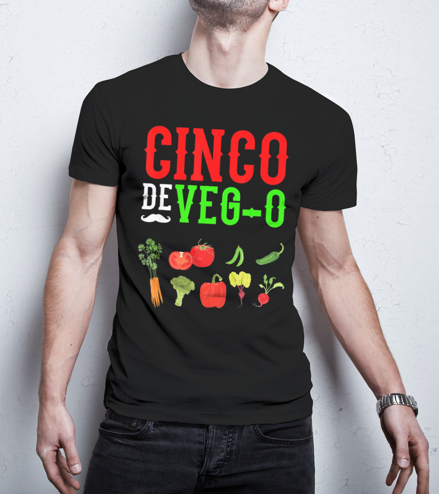 Cinco De Veg-O Vegetarian Vegetables Carrot Broccoli Tomato Pepper Radish T-Shirt