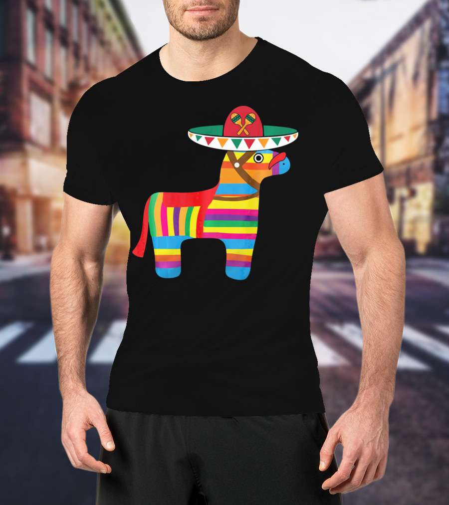 Pinata With Sombrero Mustache Cinco De Mayo Fiesta T-Shirt