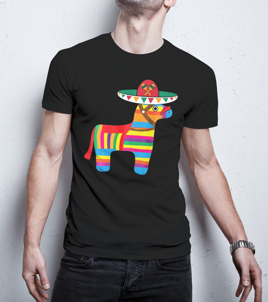 Pinata With Sombrero Mustache Cinco De Mayo Fiesta T-Shirt