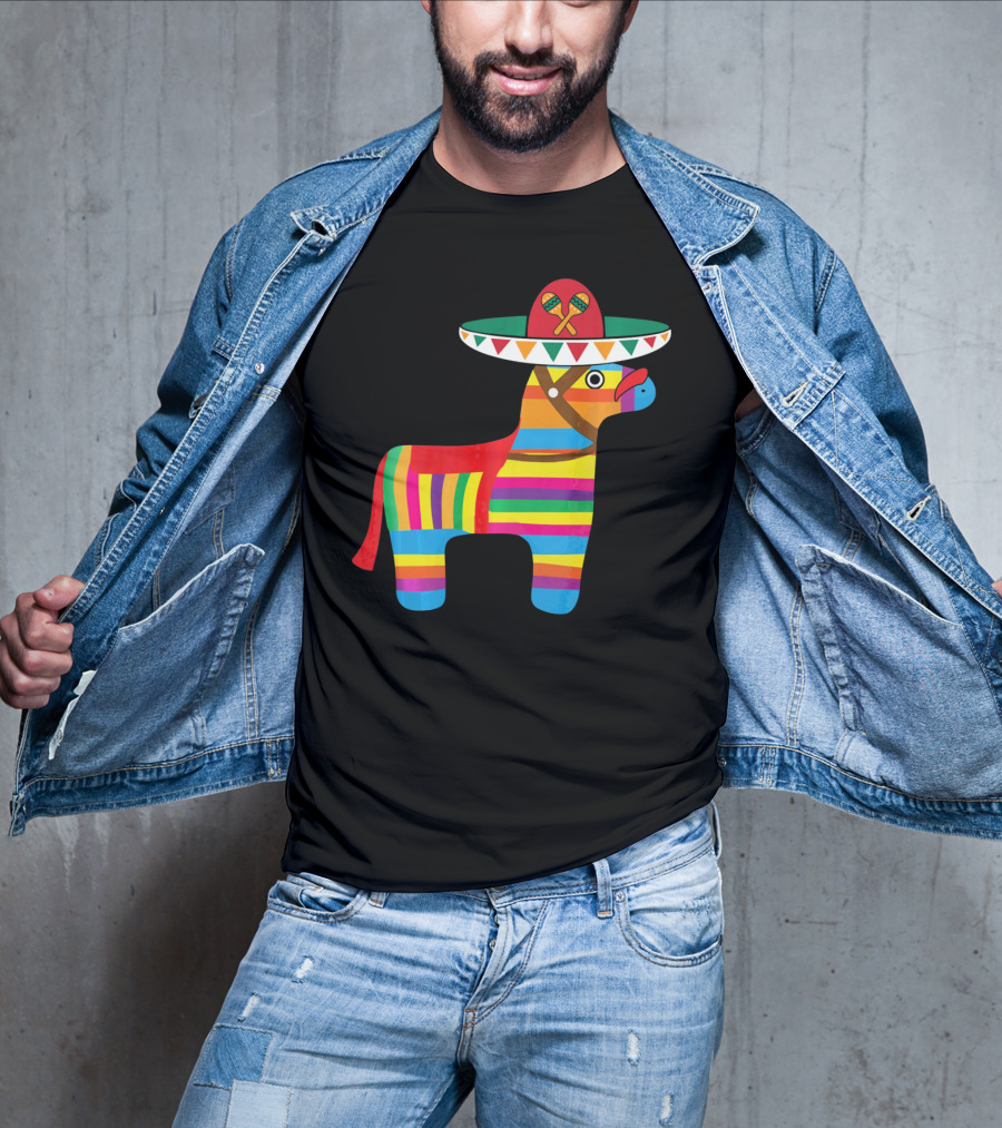Pinata With Sombrero Mustache Cinco De Mayo Fiesta T-Shirt