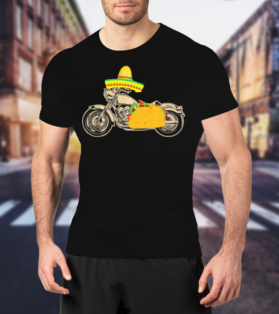 Cinco De Mayo Motorcycle Taco Sombrero Rider T-Shirt