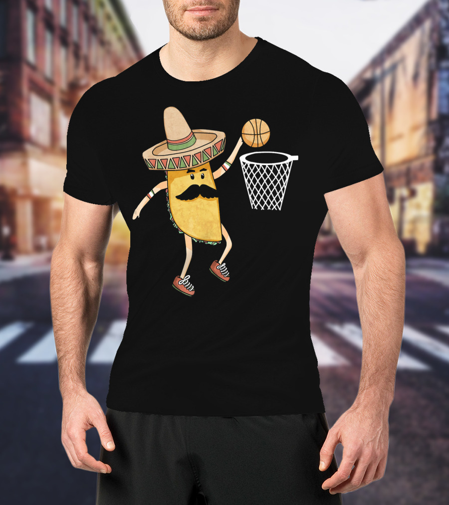 Sombrero Taco Slam Dunk Basketball Sports Fun T-Shirt