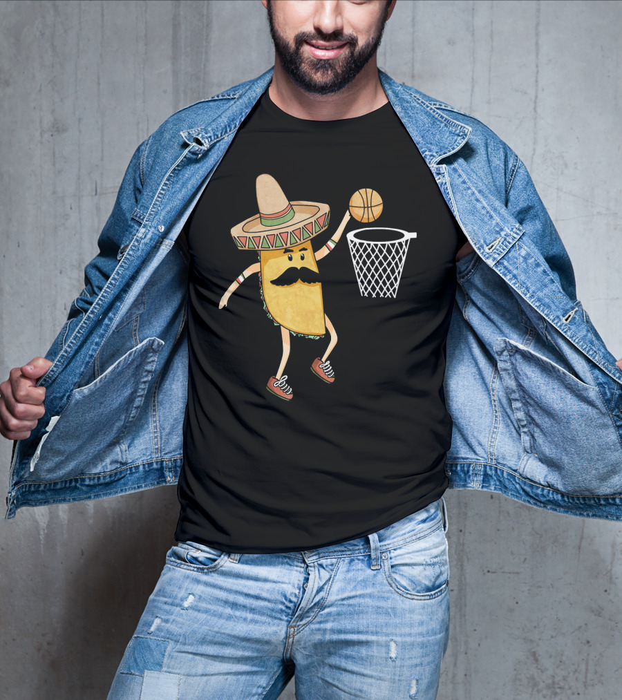 Sombrero Taco Slam Dunk Basketball Sports Fun T-Shirt
