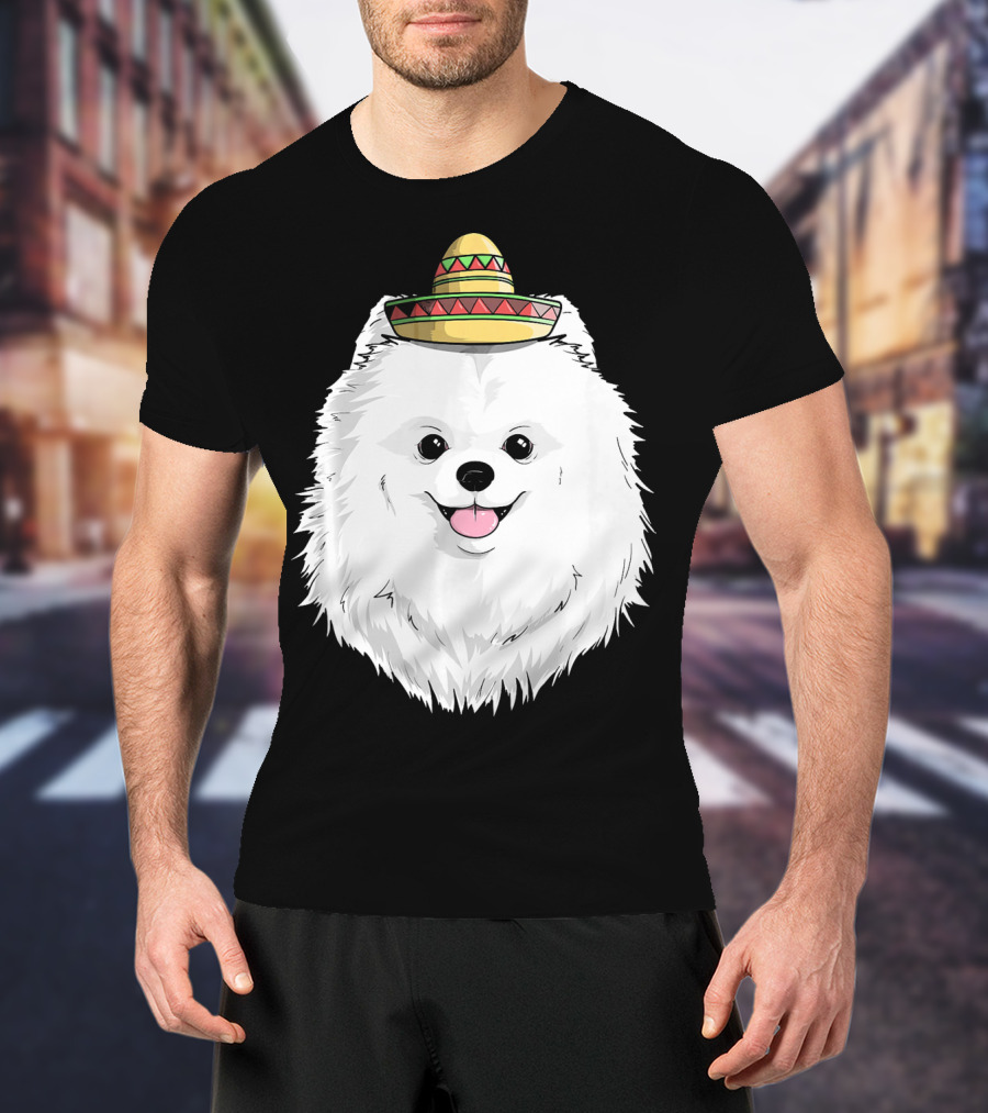 Fiesta Pomeranian Dog Sombrero Cinco De Mayo T-Shirt