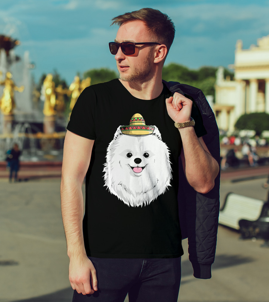 Fiesta Pomeranian Dog Sombrero Cinco De Mayo T-Shirt