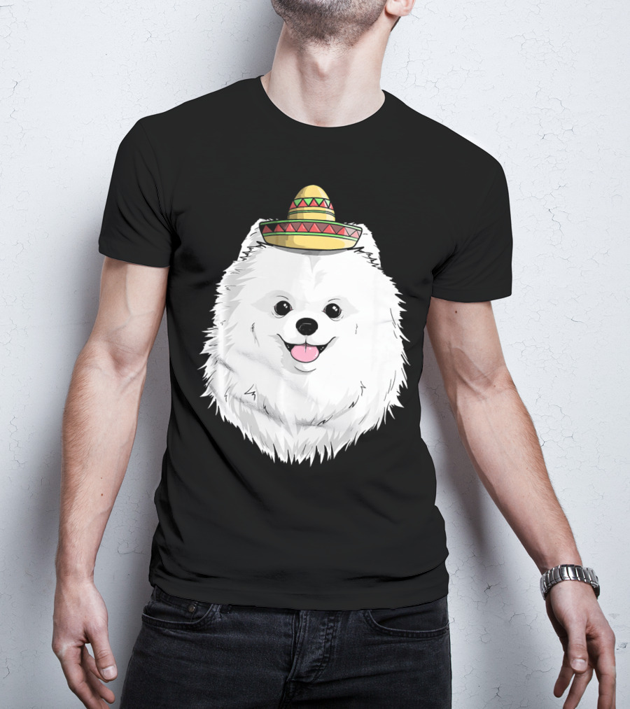Fiesta Pomeranian Dog Sombrero Cinco De Mayo T-Shirt