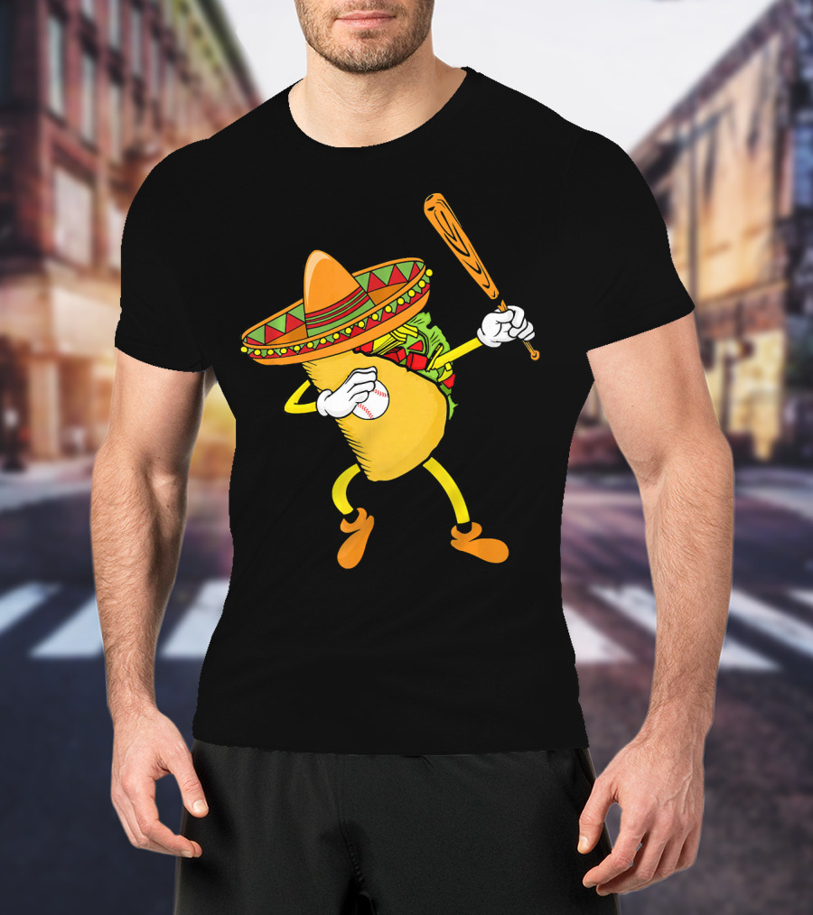 Cinco De Mayo Dabbing Taco Baseball Fiesta T-Shirt