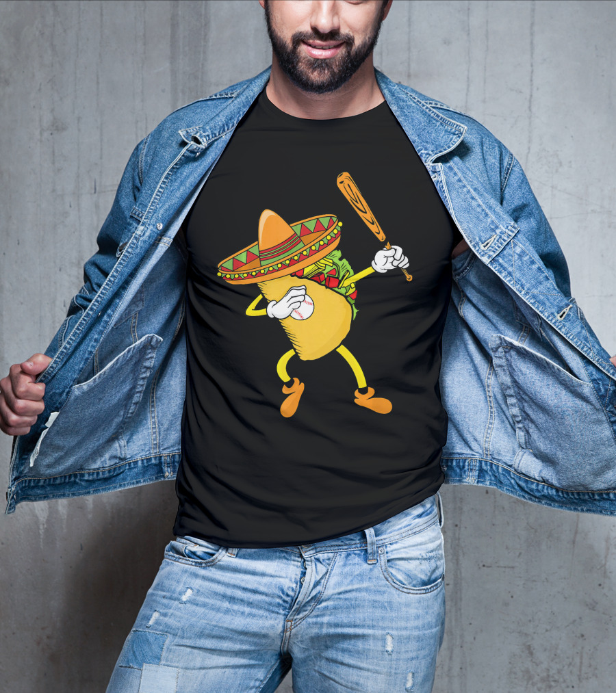 Cinco De Mayo Dabbing Taco Baseball Fiesta T-Shirt
