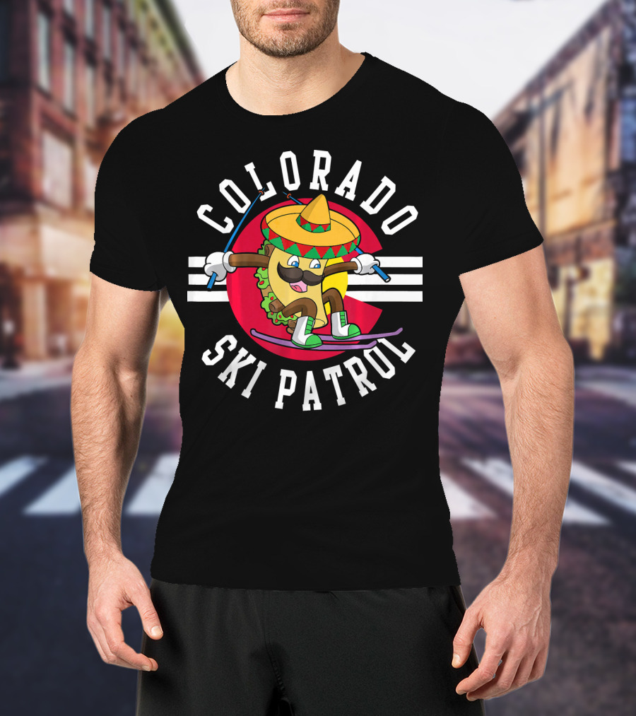 Colorado Ski Patrol Taco Skiing Flag T-Shirt
