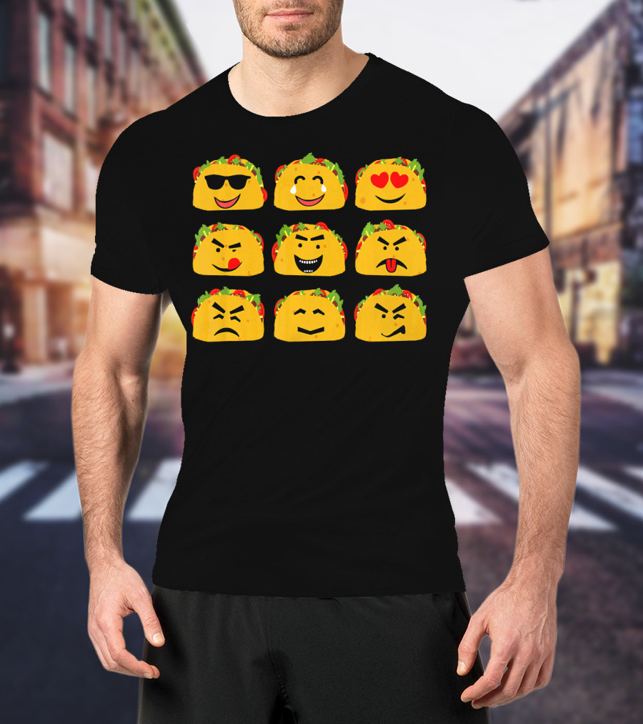 Taco Faces Emoji Cinco De Mayo Mexican T-Shirt