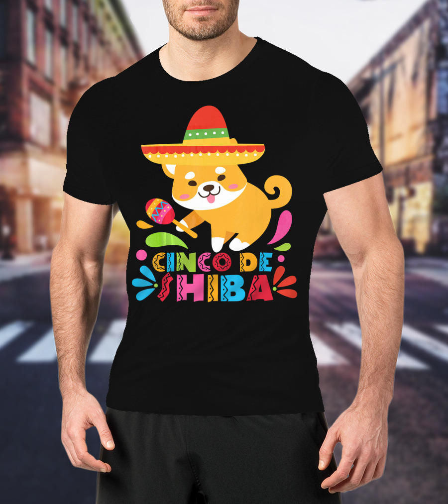 Cinco De Shiba Dog Mexican Fiesta T-Shirt