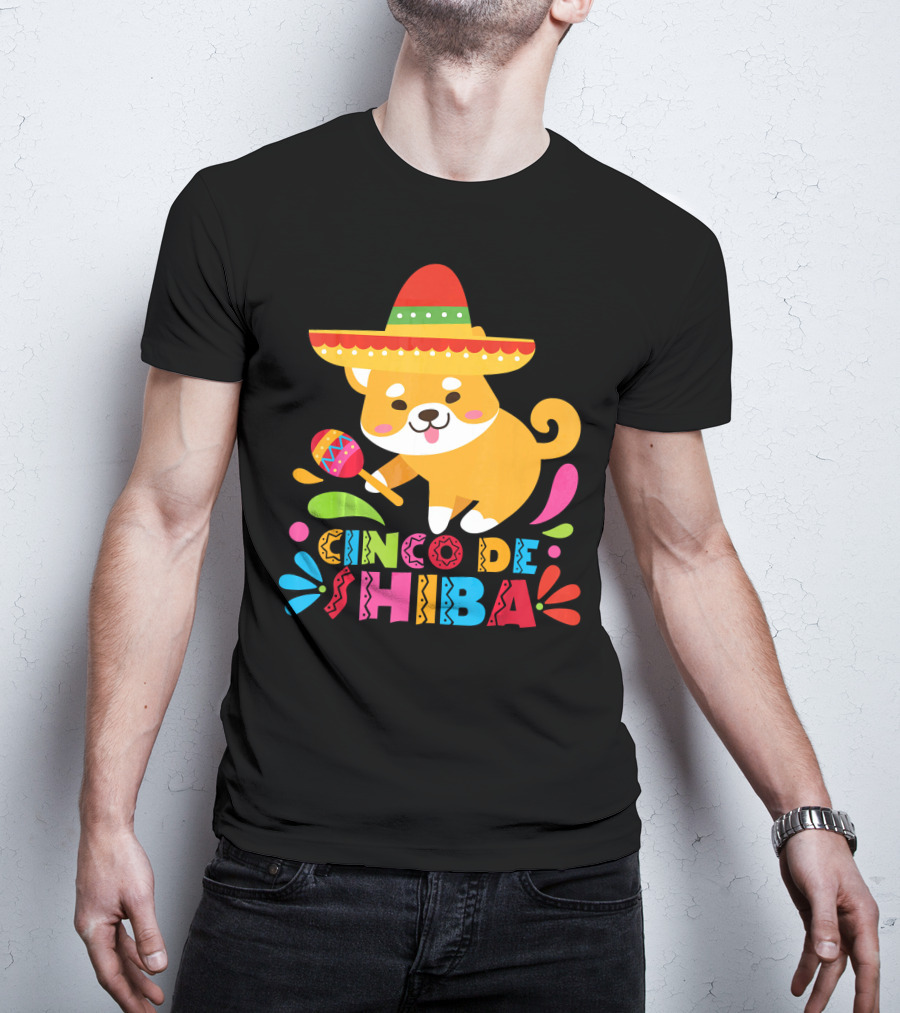 Cinco De Shiba Dog Mexican Fiesta T-Shirt