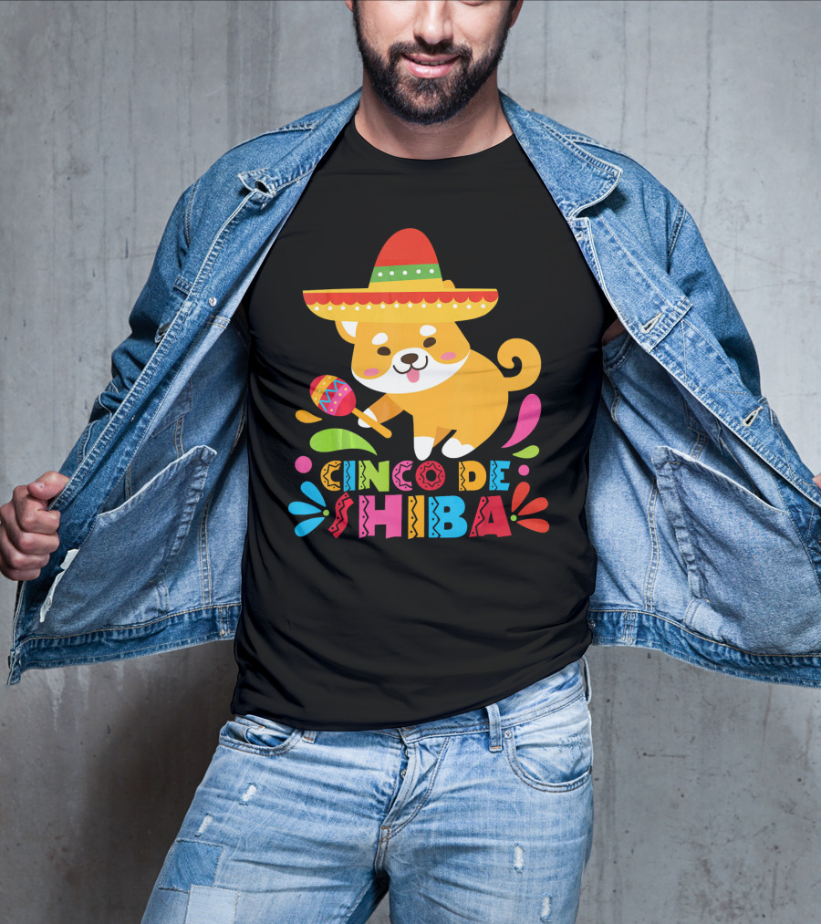 Cinco De Shiba Dog Mexican Fiesta T-Shirt