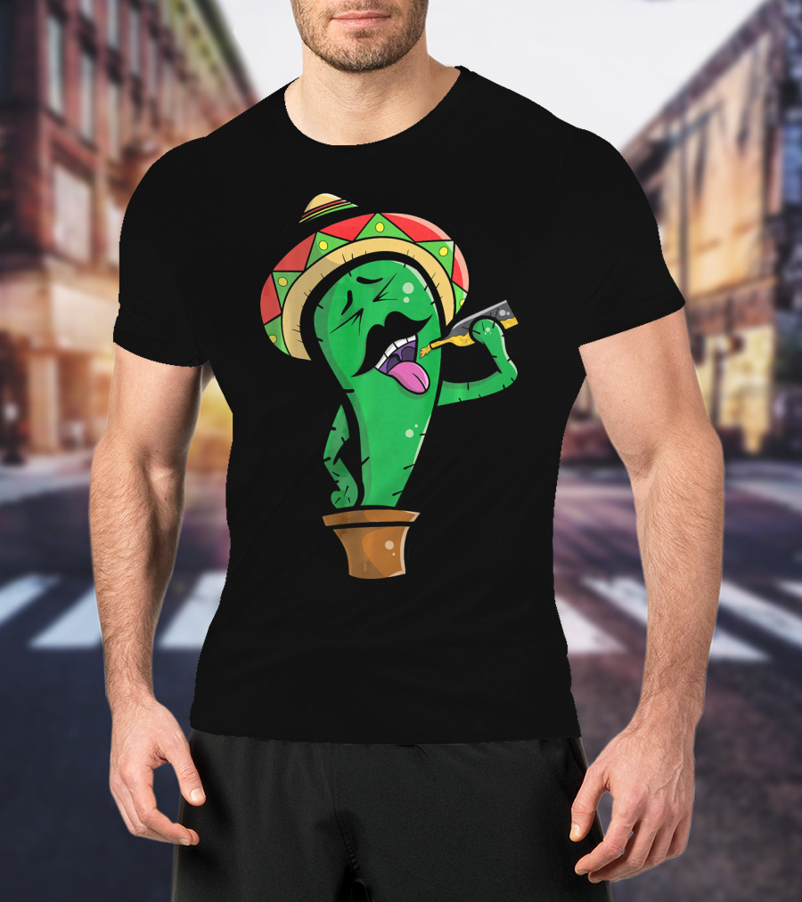 Funny Drinking Mexican Cactus Cinco De Mayo Sombrero Party T-Shirt