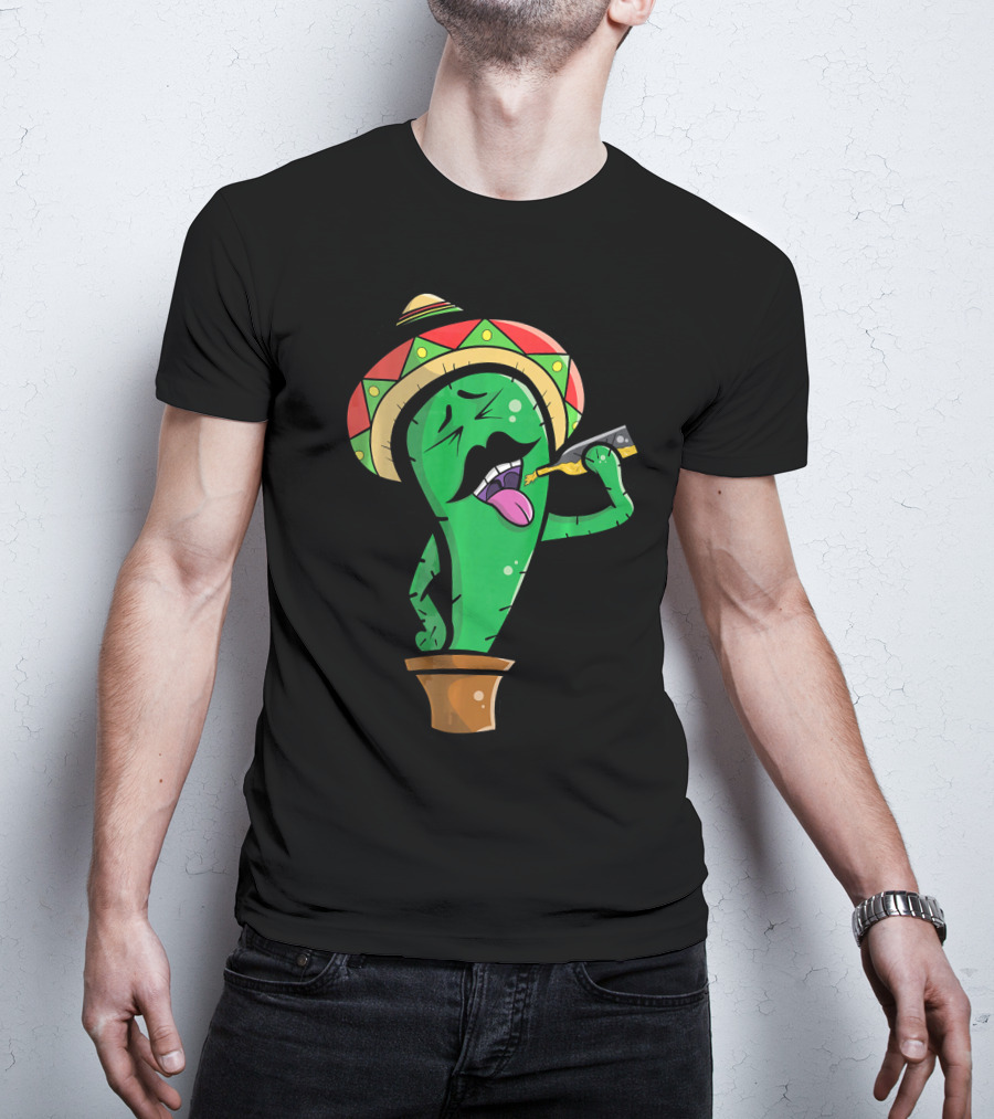 Funny Drinking Mexican Cactus Cinco De Mayo Sombrero Party T-Shirt