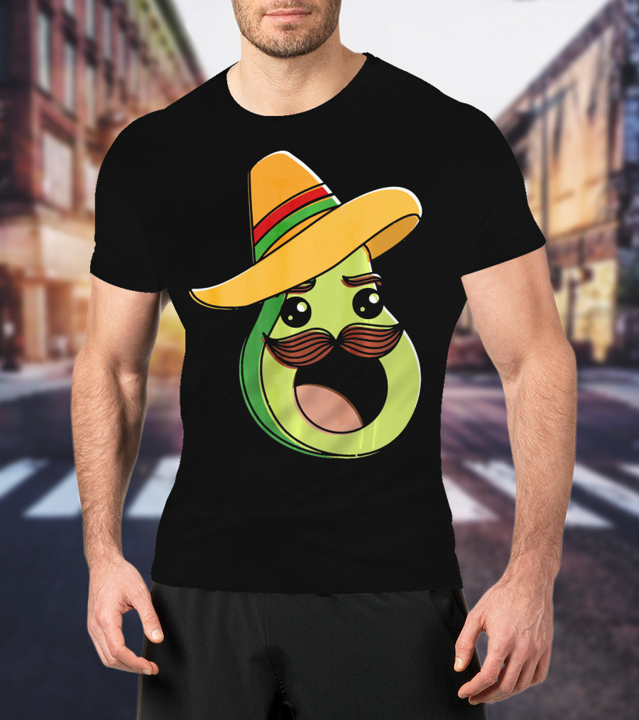 Cinco De Mayo Funny Avocado With Sombrero And Mustache T-Shirt