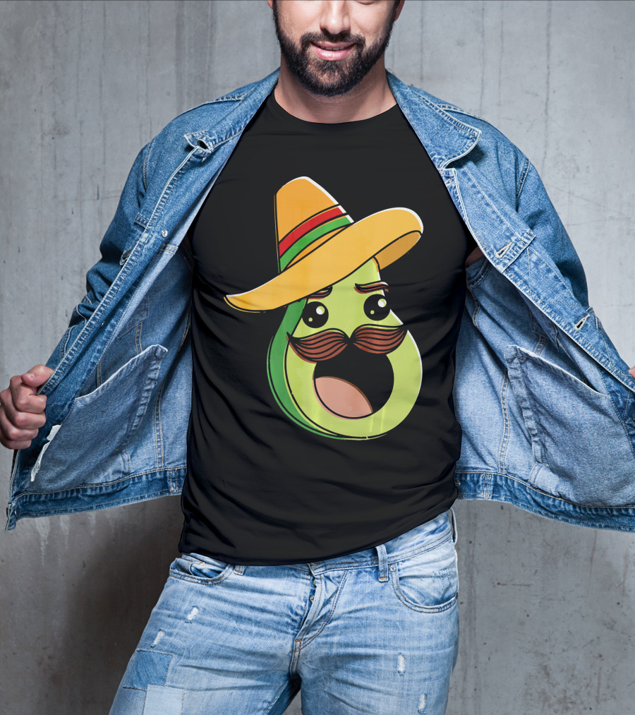 Cinco De Mayo Funny Avocado With Sombrero And Mustache T-Shirt