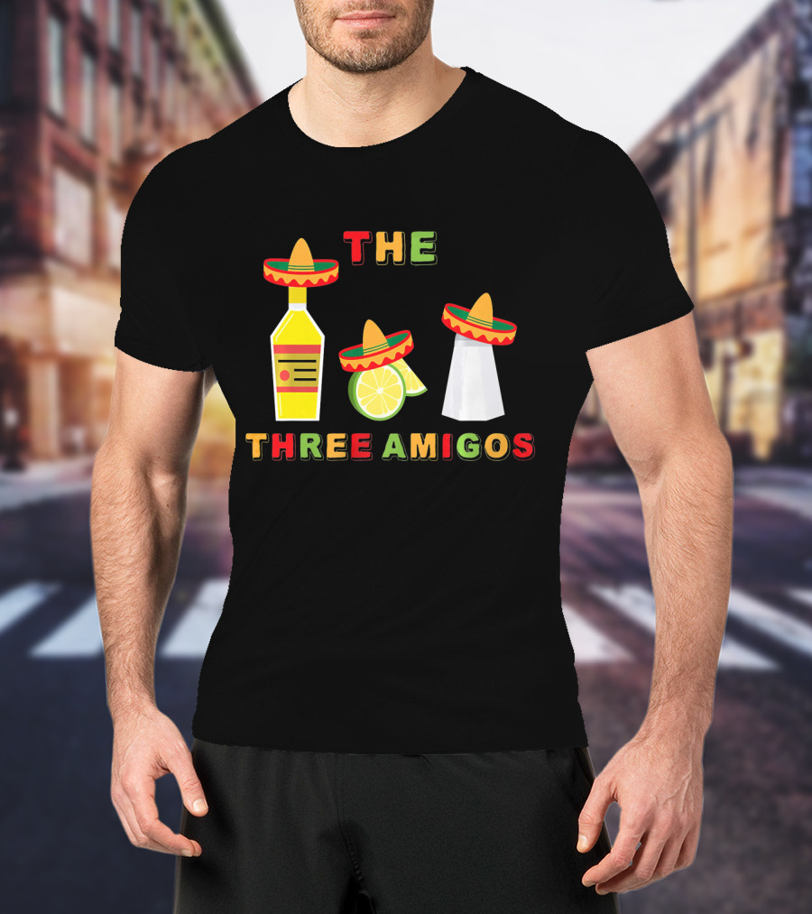 Cinco De Mayo Three Amigos Tequila Lime Sombreros T-Shirt