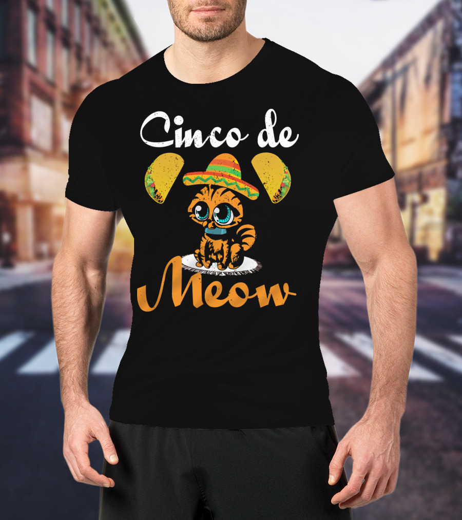 Cinco De Meow Cat Sombrero Taco T-Shirt
